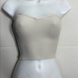 Aritzia Babaton Matte Pearl Strapless Crop Top Sculpt Knit Sweetheart Tube Top